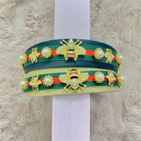 gucci headband with bees|gucci denim headband.